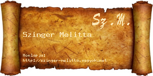 Szinger Melitta névjegykártya
